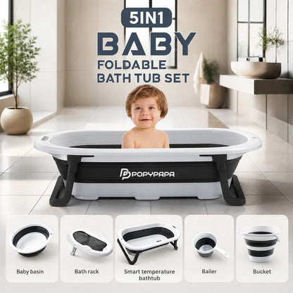 SmartCare 5-in-1 Foldable Baby Bath Set – Smart Temperature Bathtub with Accessories