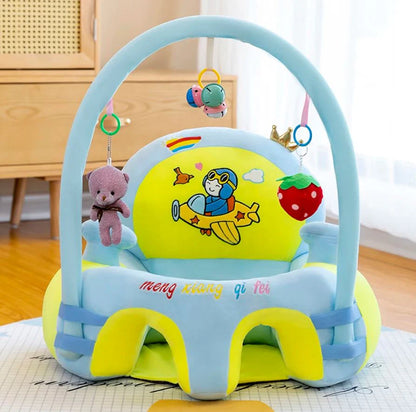 CuddleNest Baby Sofa Seat with Attractive Hanging Rattles – Soft Plush Support Chair
