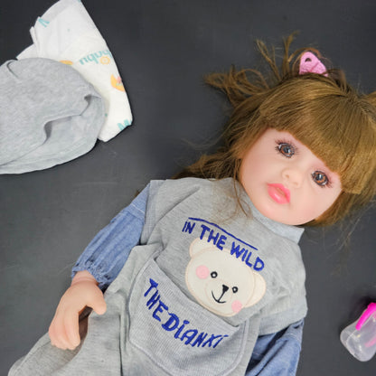 55cm Baby Silicone Doll – Lifelike Real Baby with Accessories | Golu Baby