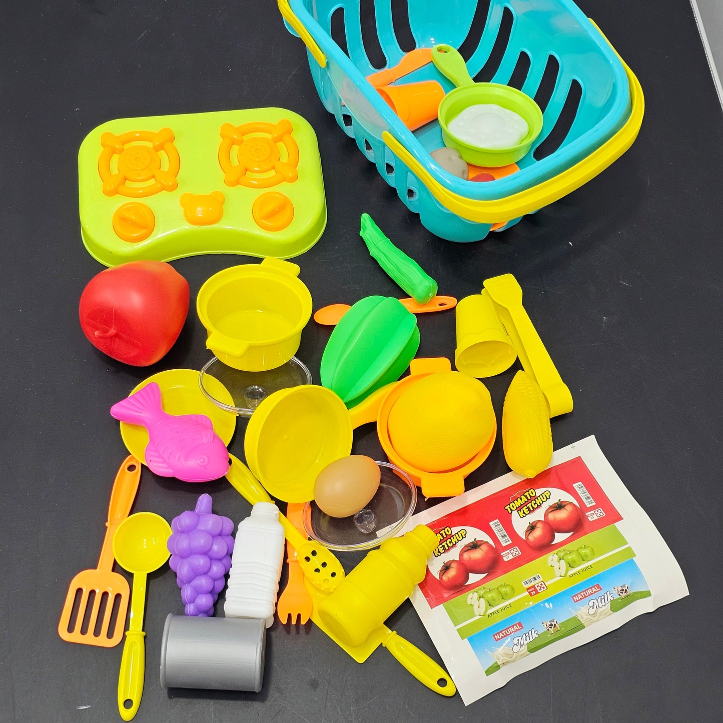 Kids Kitchen Set with Accessories – Basket Cooking Playset | Golu Baby
