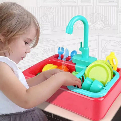 Electric Dishwasher Kitchen Sink Toy Set with Running Water | Golu Baby