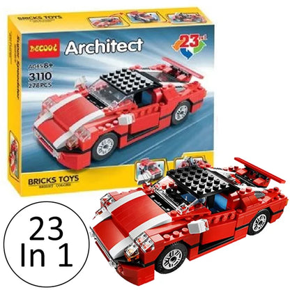 Architect Bricks Toy Set – 23-in-1 Super Speedster (278+ Pcs) | Golu Baby