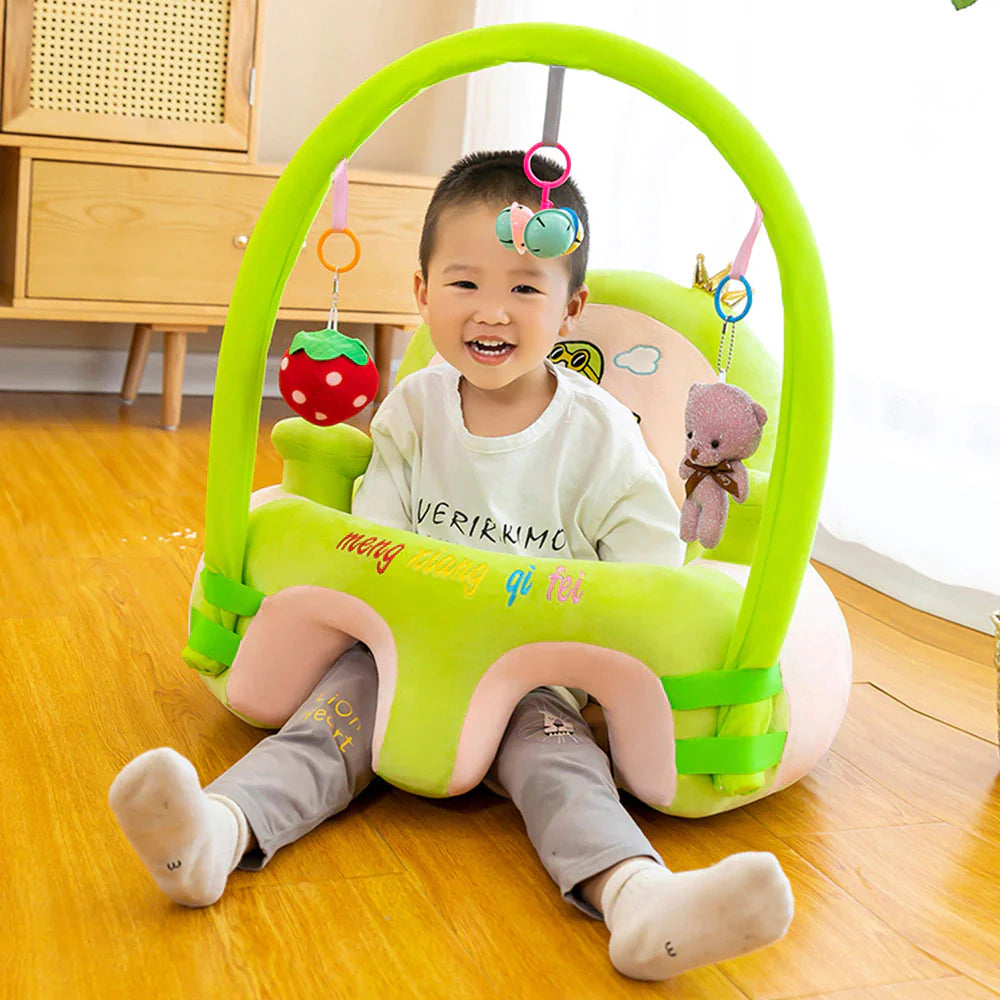CuddleNest Baby Sofa Seat with Attractive Hanging Rattles – Soft Plush Support Chair