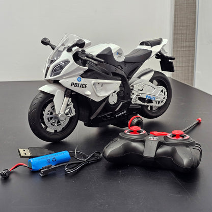 Police Moto 1:20 Remote Control Motorcycle – 360° Rotation with Light & Sound | Golu Baby