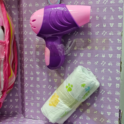 Baby Doll – with Accessories | Hair Comb, Potty Trainer, Blocks, Feeder, Hair Dryer & More | Golu Baby