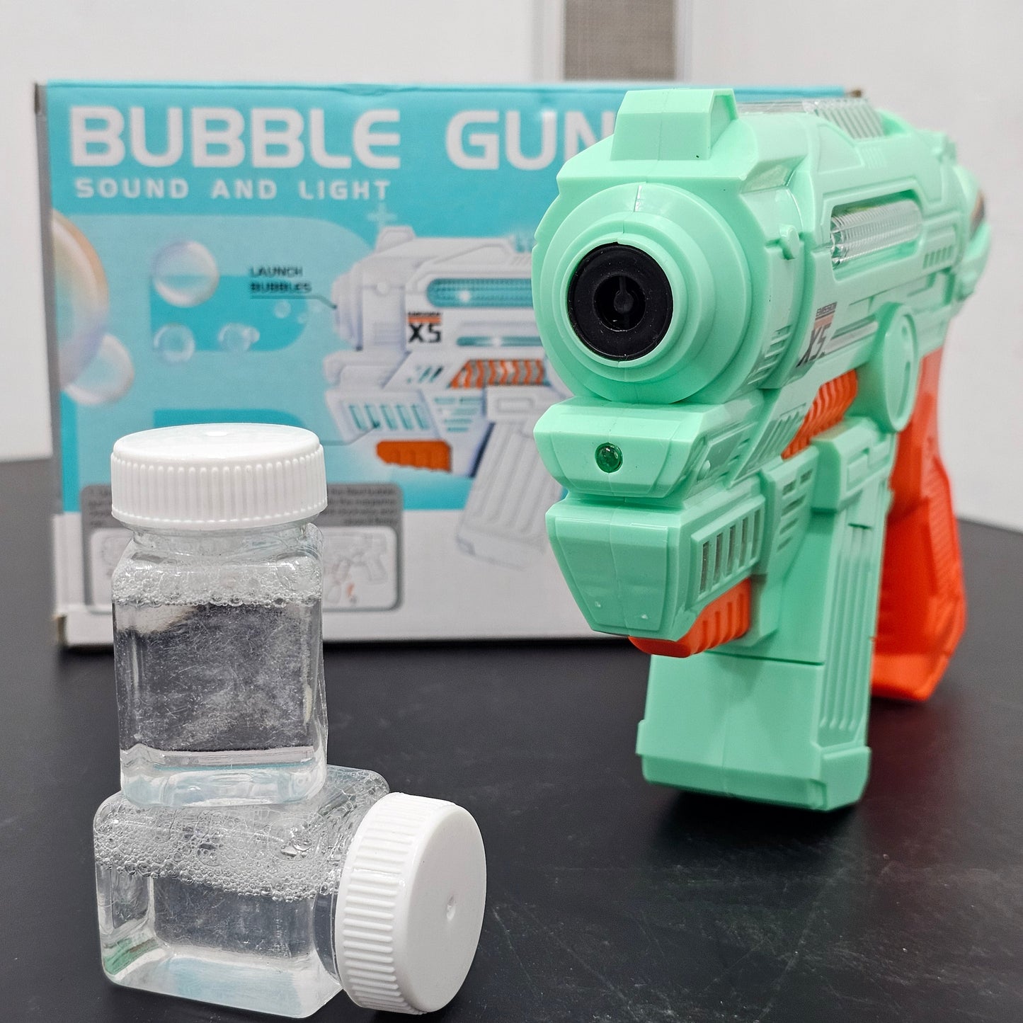 Sound & Light Bubble Gun – Battery Operated with Bubble Liquid Packs | Golu Baby