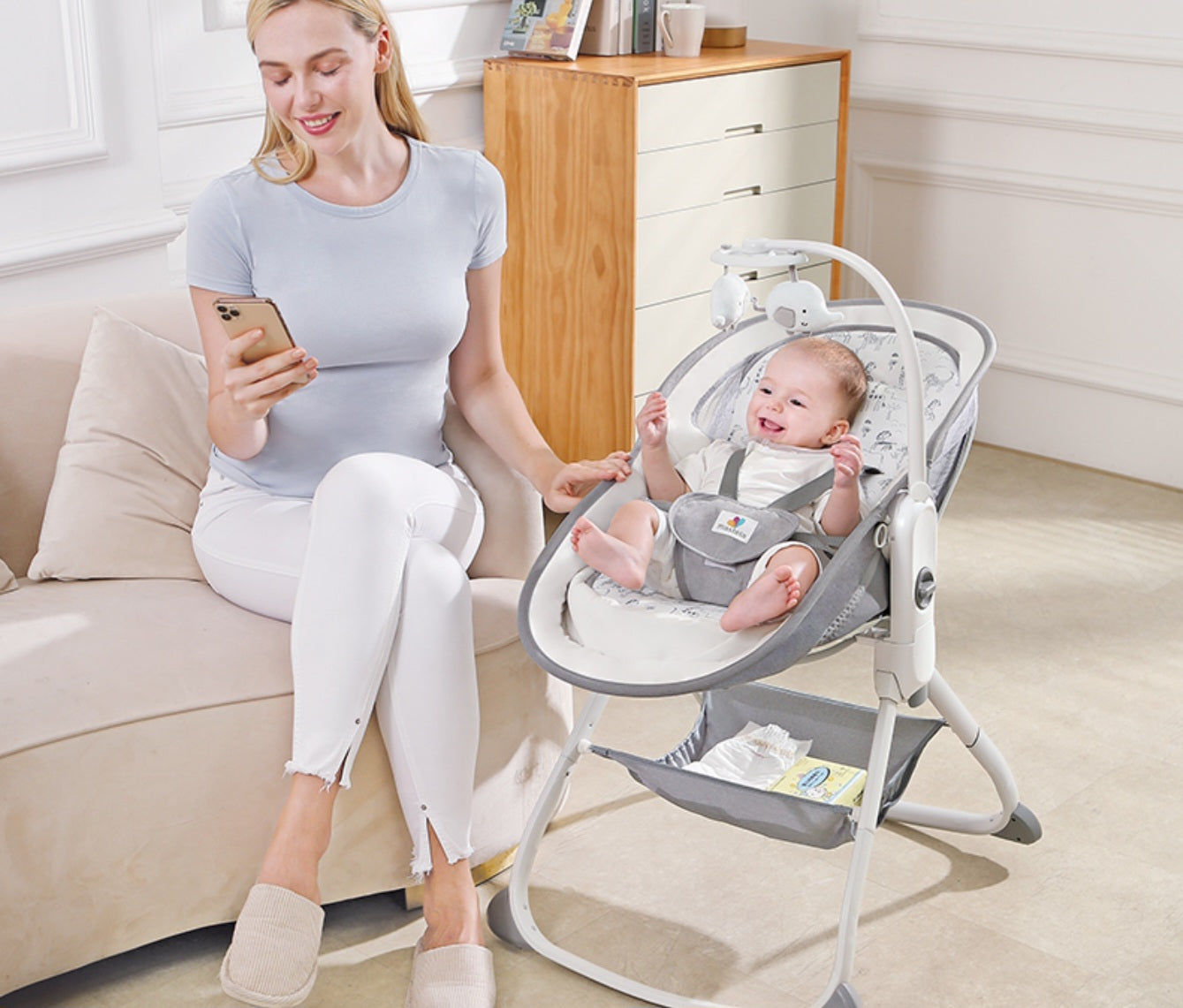 6 in 1 Deluxe Multi-Functional Bassinet for Newborns | Golu baby