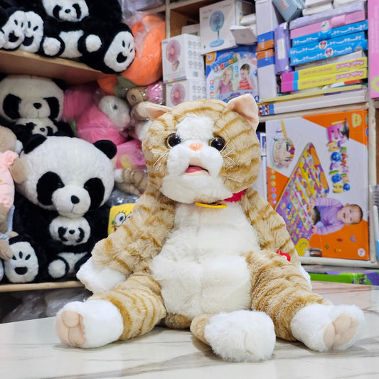 Learn to Speak Plush Cat with Shoulder Bag – Brown Colour | Golu Baby