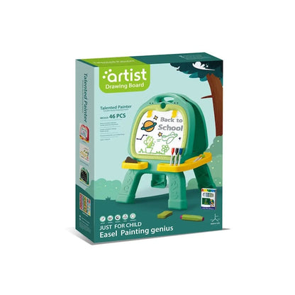 46 Pcs Artist Drawing Board for Kids – Double-Sided Easel with Spirograph & Painting Accessories | Golu Baby