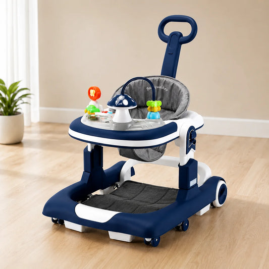 Baby Walker with Music & Lights – 3-Level Height Adjustable, 360° Wheels & Push Handle #MT-816
