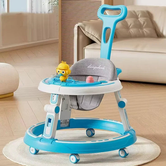 Baby Walker with Music & Lights – 3-Level Height Adjustable, 360° Swivel Wheels & Push Handle #628