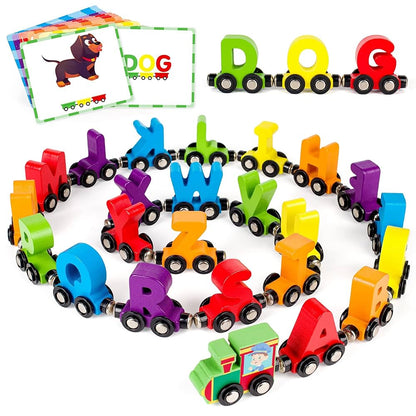 Letter Magnetic Train A to Z – 3D Wooden Alphabet Train | Golu Baby
