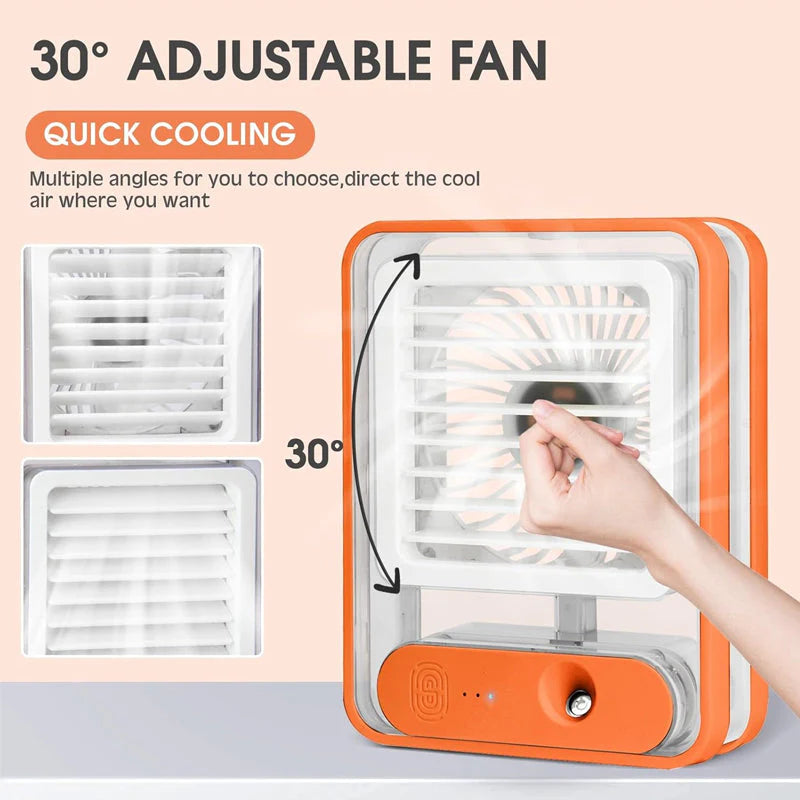 Mini Nano Spray Air Cooler Fan – 3 Speed LED Humidifier