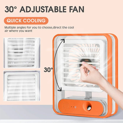Mini Nano Spray Air Cooler Fan – 3 Speed LED Humidifier