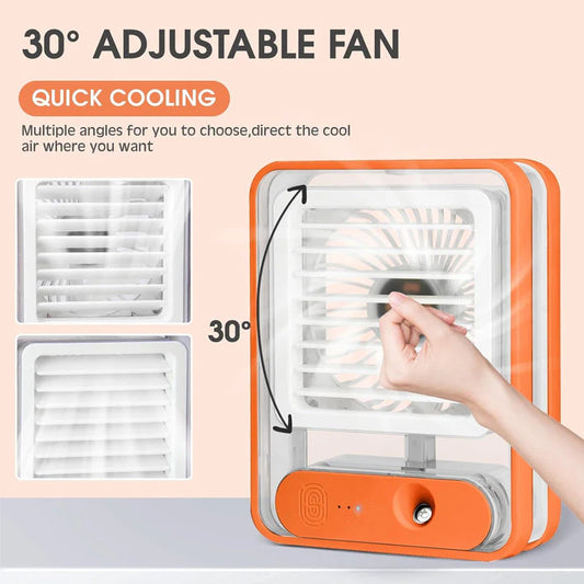 Mini Nano Spray Air Cooler Fan – 3 Speed LED Humidifier