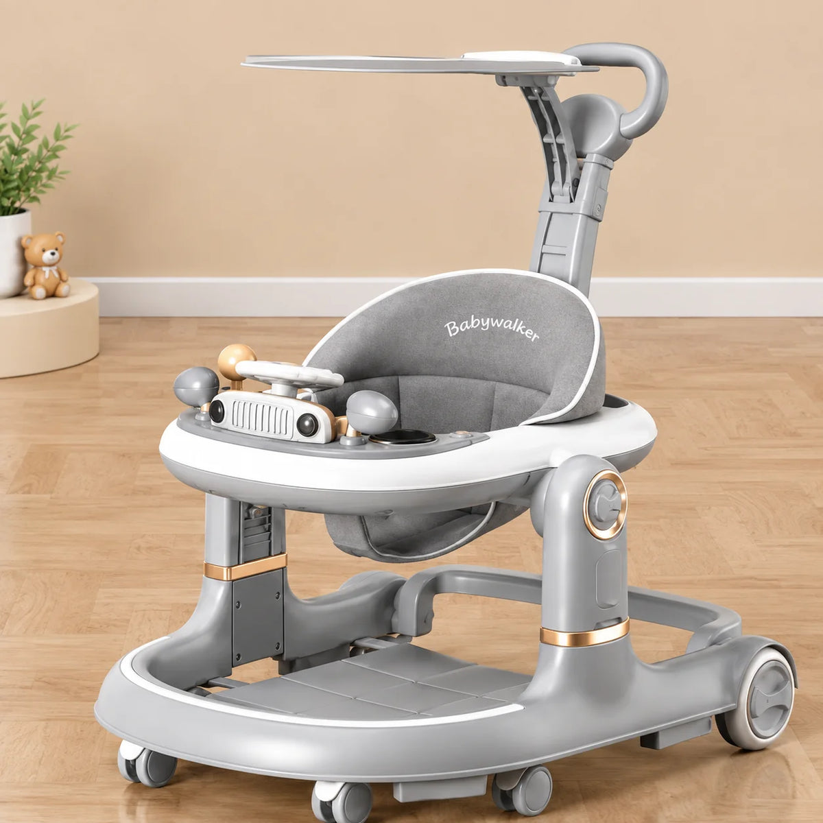 Premium Baby Walker with Music, Sun Canopy & Adjustable Height #W-569