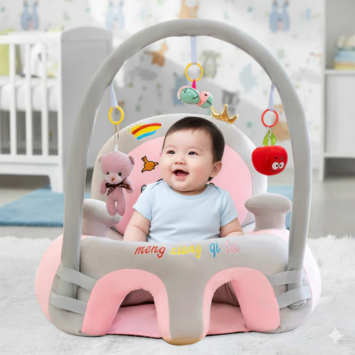 CuddleNest Baby Sofa Seat with Attractive Hanging Rattles – Soft Plush Support Chair
