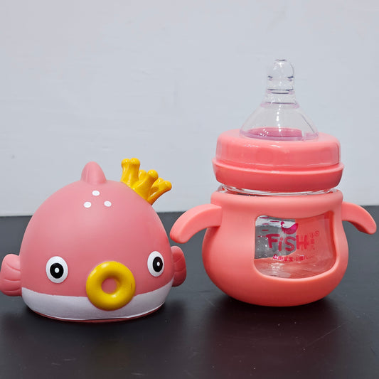 Baby Glass Feeder Pink 60ml – Safe, Compact & Easy Feeding | Golu Baby