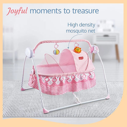 R.C Baby Swing with Sun Canopy & Mosquito Net – Soft Rattles, Music & 5 Swing Modes |Golu Baby